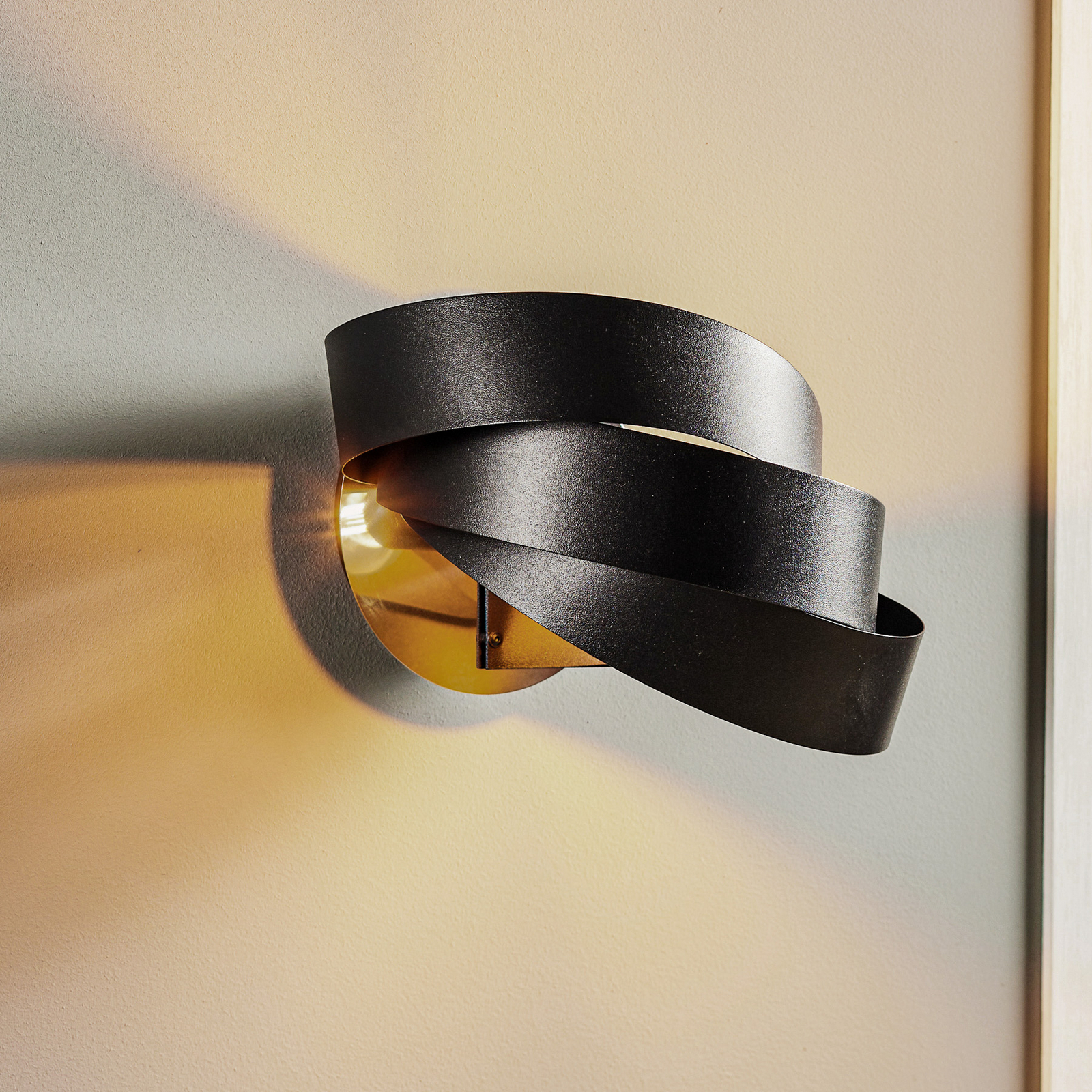 Vento wall light, black, E14, metal, 14 cm high